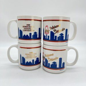 Vtg Welcome to Atlanta by Arby's 1988 Democratic National Convention Mugs Set 4
